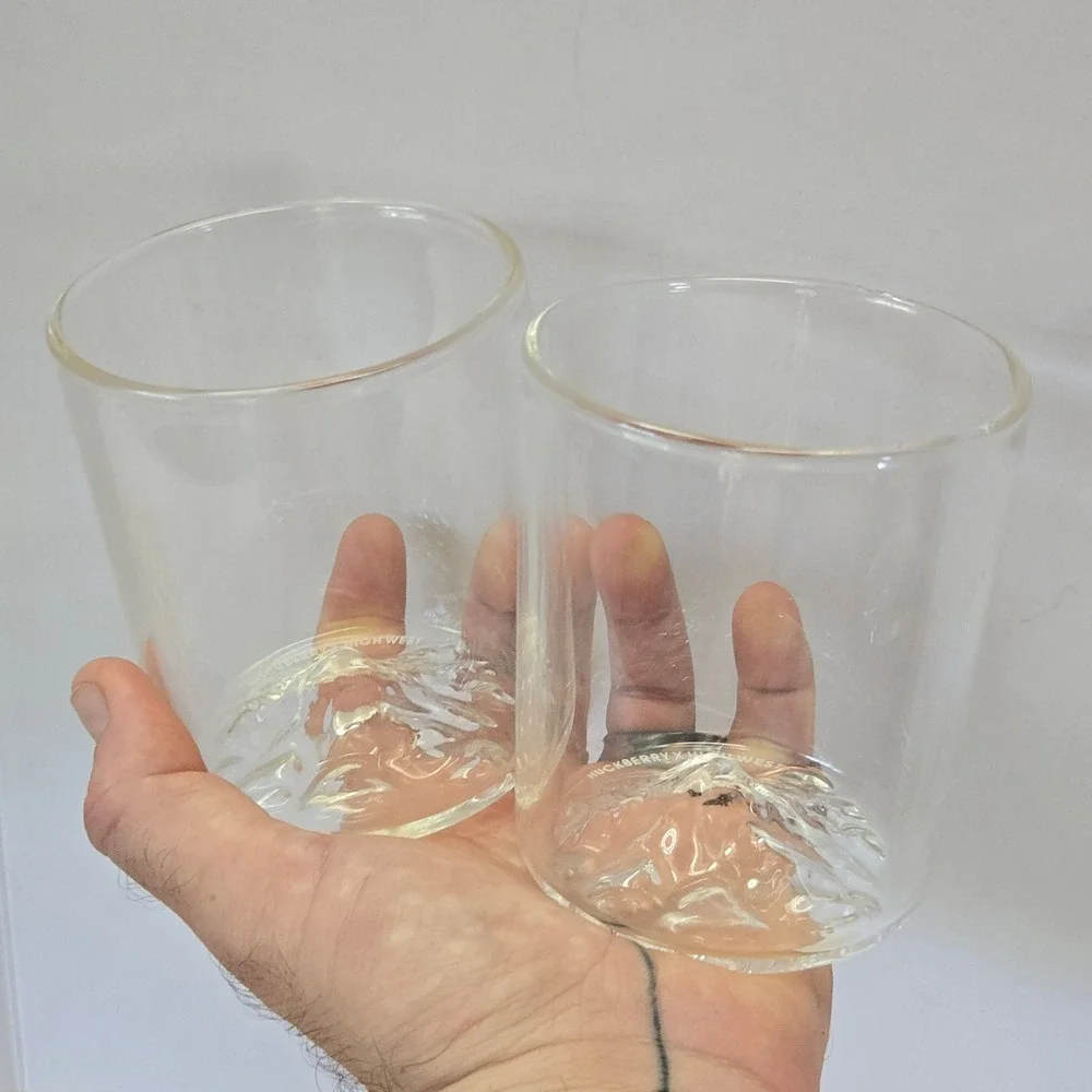 Huckberry x‎ High West Whiskey Rocks Glass Set of 2 Barware Clear Mountain Range